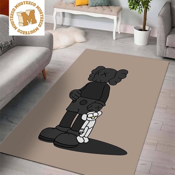 Kaws Take Black Kaws In Brown Background Rug For Bedroom