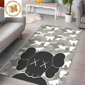 Kawx x Bape Grey Camo Hypebeast Living Room Carpet Floor Decor