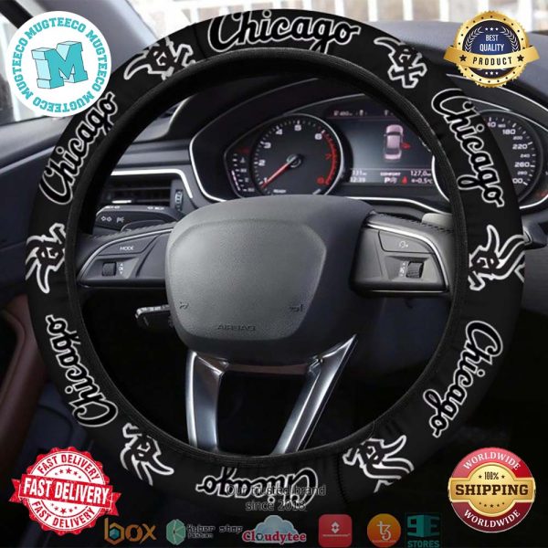 MLB Chicago White Sox Black Steering Wheel Cover