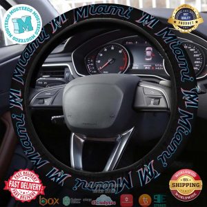 MLB Miami Marlins Black Steering Wheel Cover