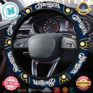 MLB Milwaukee Brewers Navy Steering Wheel Cover