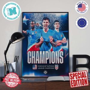 Back To Back USMNT Concacaf Nations League Final 2024 Champions Wall Decor Poster Canvas