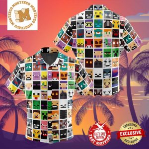 Block Faces Minecraft Summer 2024 Hawaiian Shirt For Family
