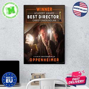 Christopher Nolan Wins For Best Director Academy Award With Oppenheimer Home Decor Poster Canvas