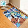 Cute Eevee All Forms Evolution In Radiant Background Colorful Pokemon Doormat For Home Decorations