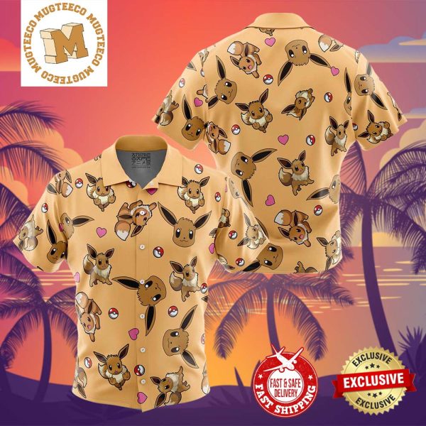 Eevee Pattern Pokemon Summer 2024 Hawaiian Shirt For Family