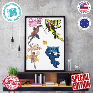 Gambit Remy LeBeau Rogue Anna Marie Jubile Jubilation Lee Beast Hank X Men 97 Team Promotional Art Poster Canvas For Home Decorations