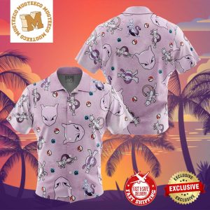 Mewtwo Pattern Pokemon Summer 2024 Hawaiian Shirt For Family