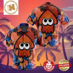Orange Squid Aloha Splatoon Summer 2024 Hawaiian Shirt For Family