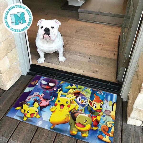 Pikachu And Other Pokemon Play With Large Mirrors Adorable For Home Decor Doormat