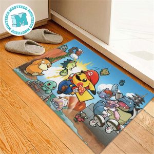 Pikachu Super Mario x Pokemon Gift For Fan Pokemon Doormat