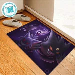 Pokemon Gastly Haunter And Gengar Evolution In Purple Background For House Decor Doormat