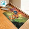 Pokemon Team Pikachu And Eevee Elvolve With Radiant Colorful Background For Home Decor Doormat