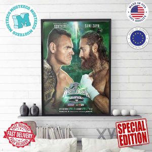 Poster WWE 2024 Wrestlemania XL Gunther Vs Sami Zayn Wall Decor Poster Canvas