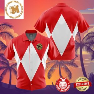 Red Ranger Mighty Morphin Power Rangers Summer 2024 Hawaiian Shirt For Family