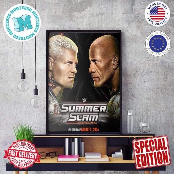 Summer Slam Cleverland Saturday August 3 Cody Vs The Rock Poster Canvas For Home Decorations