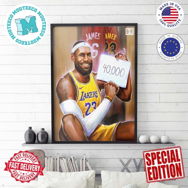 The King Lebron James Reaches 40k Career Points Wall Decor Poster Canvas