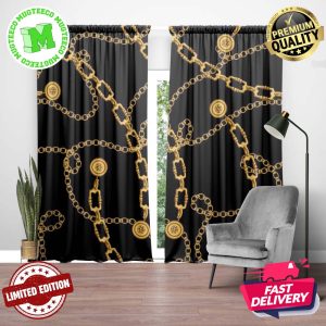 Versace Basic Golden Chain In Dark Background Window Curtain