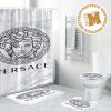 Versace Big Basic Black Logo In Royal Background Bathroom Shower Curtain Set
