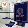 Versace Big Basic Medusa In White Background Bathroom Shower Curtain Set