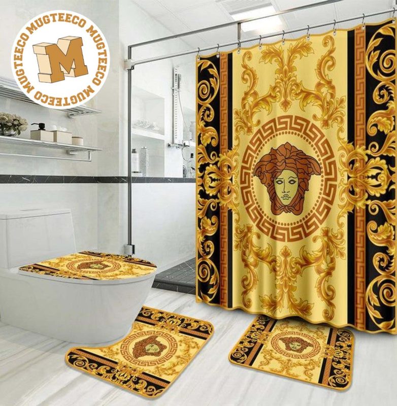 Versace Big Golden Logo And Baroque Pattern Bathroom Accessories Set ...