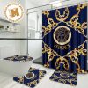 Versace Big Golden Logo With Greca Pattern In Dark Theme Background Bathroom Accessories Set