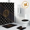 Versace Big Golden Logo With Greca Pattern In Dark Theme Background Bathroom Accessories Set