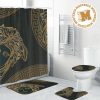 Versace Big Royal Golden Medusa In Black Base Bathroom Shower Curtain Set
