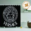 Versace Big White Medusa And Grey Rose In Black Background Bathroom Accessories Set