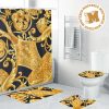Versace Golden Greca Pattern In Black Background Bathroom Accessories Set