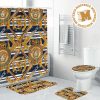 Versace Golden Luxury Medusa In White Base Bathroom Shower Curtain Set