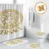 Versace Golden Signature With Baroque Pattern In Black Base Background Bathroom Accessories Set