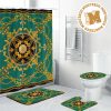 Versace Luxury Golden Medusa With Baroque In Black Base Background Bathroom Accessories Set