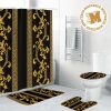 Versace Luxury Greca Logo In Yellow Background Bathroom Shower Curtain Set