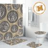 Versace Silver Logo In Slate Blue Background Background Bathroom Accessories Set