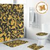 Versace Yellow Signatures With Golden Baroque Pattern In Black Base Background Bathroom Accessories Set