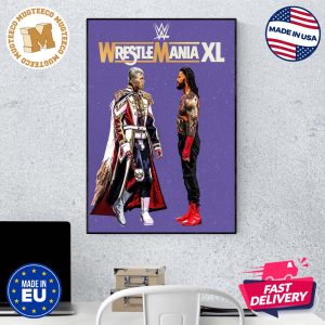 WWE Wrestle Mania XL Cody Rhodes Vs Roman Reigns Home Decor Poster Canvas