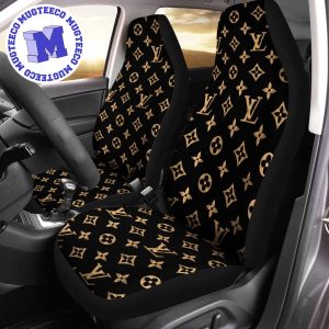 Luxury Louis Vuitton Black Gold Signature Monogram Pattern Car Seat Cover