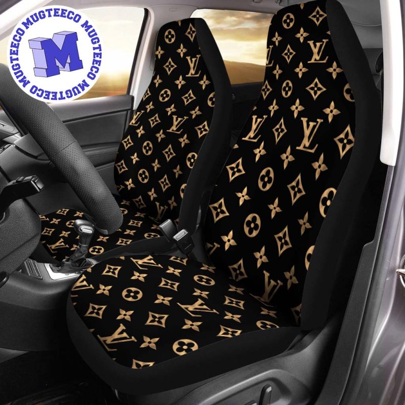 Luxury Louis Vuitton Black Gold Signature Monogram Pattern Car Seat
