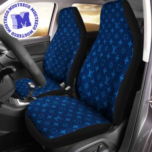Luxury Louis Vuitton Blue Logo Signature Monogram Pattern Car Seat Cover