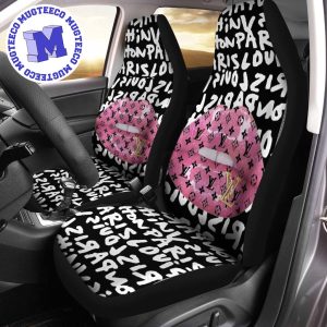 Luxury Louis Vuitton Paris Lips In Black Backgroud Logo Signature Monogram Pattern Car Seat Cover