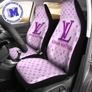 Luxury Louis Vuitton Pink Colors Logo Signature Monogram Pattern Car Seat Cover