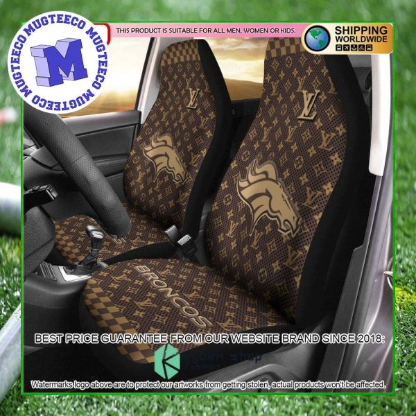 NFL Denver Broncos Louis Vuitton Monogram Pattern Car Seat Cover