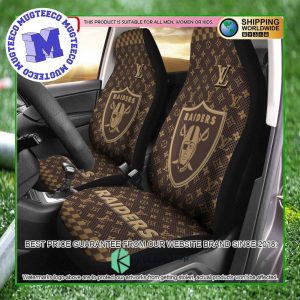 NFL Las Vegas Raiders Louis Vuitton Monogram Pattern Car Seat Cover