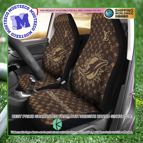 NFL Miami Dolphins Louis Vuitton Monogram Pattern Car Seat Cover