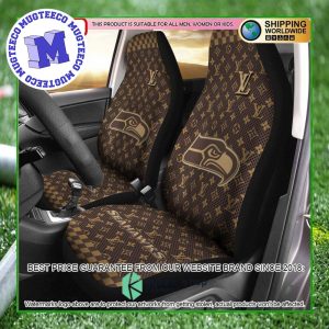 NFL Seattle Seahawks Louis Vuitton Monogram Pattern Car Seat Cover