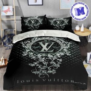 Louis Vuitton LV Big Logo Black Monogram Pattern Bedding Set