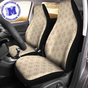 Mercedes Golden Logo On Golden Monogram Pattern Full Set Car Seat Cover