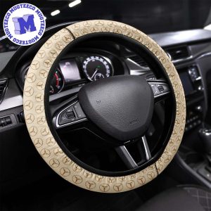 Mercedes Golden Logo On Golden Monogram Pattern Steering Wheel Cover