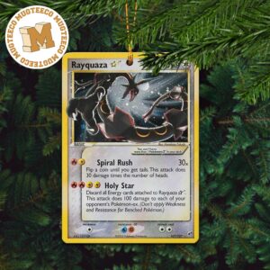 2005 Pokemon EX Deoxys Gold Star Holo Rayquaza Rare Card Personalized Name Christmas Ornament